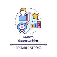 Growth opportunities concept icon. Positive working environment abstract idea thin line illustration. Career progression. Isolated outline drawing.