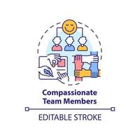 Compassionate team members concept icon. Positive working environment abstract idea thin line illustration. Show empathy. Isolated outline drawing. vector