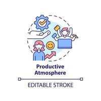 Productive atmosphere concept icon. Positive working environment abstract idea thin line illustration. Job satisfaction. Isolated outline drawing. vector