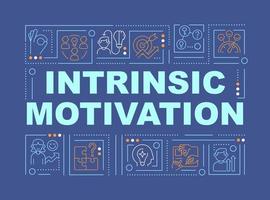 Intrinsically motivated employees word concepts dark blue banner. Motivation. Infographics with icons on color background. Isolated typography. Vector illustration with text.