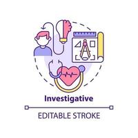 Investigative occupation concept icon. Work environment type abstract idea thin line illustration. Scientific research. Isolated outline drawing. vector