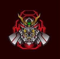 ilustración de vector de cabeza samurai para logotipo de esport