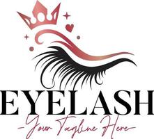 Eyelash feminine beauty queen rose gold logo template vector
