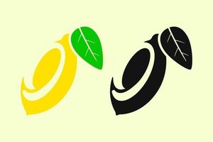 Lemon Logo. Fruit icon. Green,Yellow and Black. Flat Vector style. For Logo, Icon, Symbol and Sign