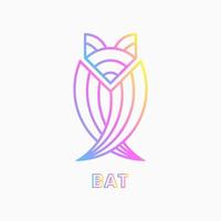 Bat Logo Concept. Animal, Modern, Gradient and Line logotype. Blue, Pink and Yellow. Suitable for Logo, Icon, Mascot, Symbol and Sign. Such as Emblem or Sports Logo vector