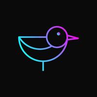 Duck Or Bird Logo Concept. Gradient, modern, Simple and Line Logotype. Blue and Purple. Suitable for Logo, Icon, Symbol and Sign. Such as Animal or Bird Logo vector