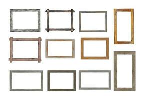 conjunto de marco de madera vintage aislado sobre fondo blanco. con trazado de recorte. foto
