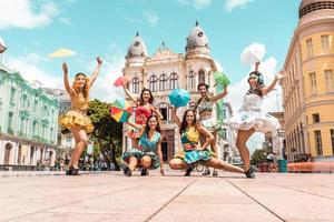 Recife, Pernambuco, Brazil, APR 2022 - Frevo dancers at the street carnival photo