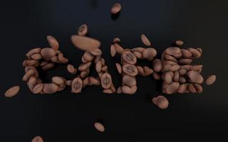 Cafe wood in coffee beans photo