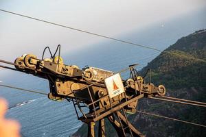 Rio de Janeiro, Brazil, OCT 2019 - Cable car system at Sugar Loaf Mountain, view of Rio cityscape and Sugarloaf Cable Car. photo