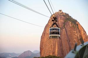 Rio de Janeiro, Brazil, OCT 2019 - Cable car at Sugar Loaf Mountain, view of Rio cityscape and Sugarloaf Cable Car.
