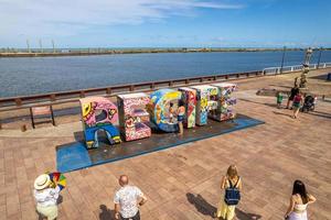 Recife, Pernambuco, Brazil, APR 2022 - Aerial view of the Marco Zero park photo