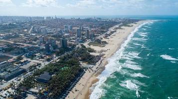 Aerial view of Praia do Futuro tropical beach. photo