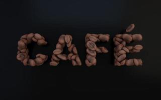 Cafe wood in coffee beans photo