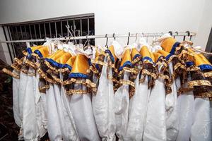 Backstage at the carnival. Warehouse with costumes used in the carnival party. Saved for next year. photo