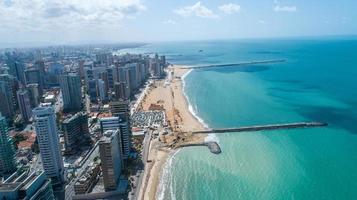 Fortaleza, Ceara, Brazil, OCT 2019 -Aerial view over Beira Mar, Fortaleza. Buildings landscape on the shore. Beiramar, Fortaleza. photo