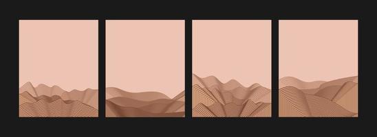 Set of Abstract mountain contemporary aesthetic backgrounds landscapes. with mountain, forest, sea, skyline, wave. vector illustrations
