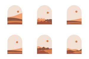 Set of Terrain Abstract Landscape. Abstract boho landscape vector