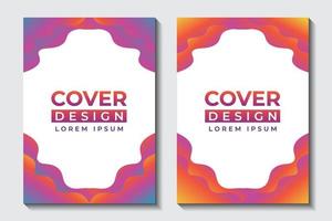 Abstract Hot Flame Liquid Wave. Set Of Cover Design Template. Orange Multicolor Gradient vector