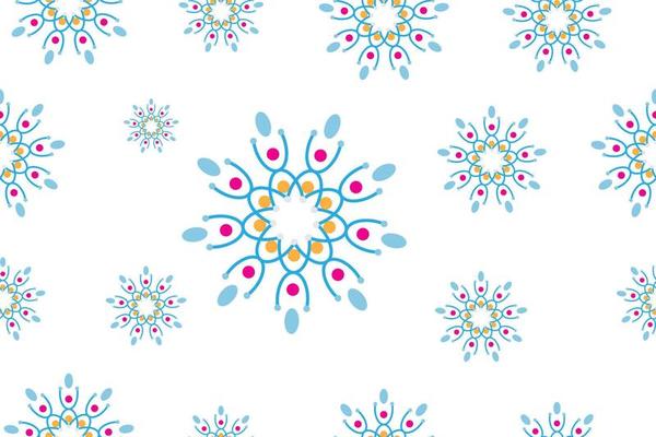 Beautiful seamless geometric flowers pattern. Abstract floral background design template. Colorful stylish graphic design. Tileable vintage ornament. Blue, pink, beige