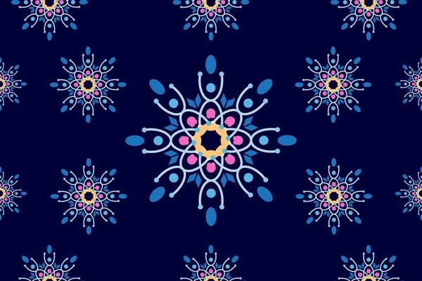 Abstract floral background design template. Beautiful seamless geometric flowers pattern. Stylish graphic design. Tileable vintage ornament. Colorful, blue, pink, beige