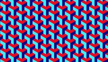 Vector background abstract pattern 3D shape repetition red blue