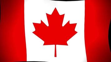 Animation of national flag canada flag slow waving on black background, flat style video