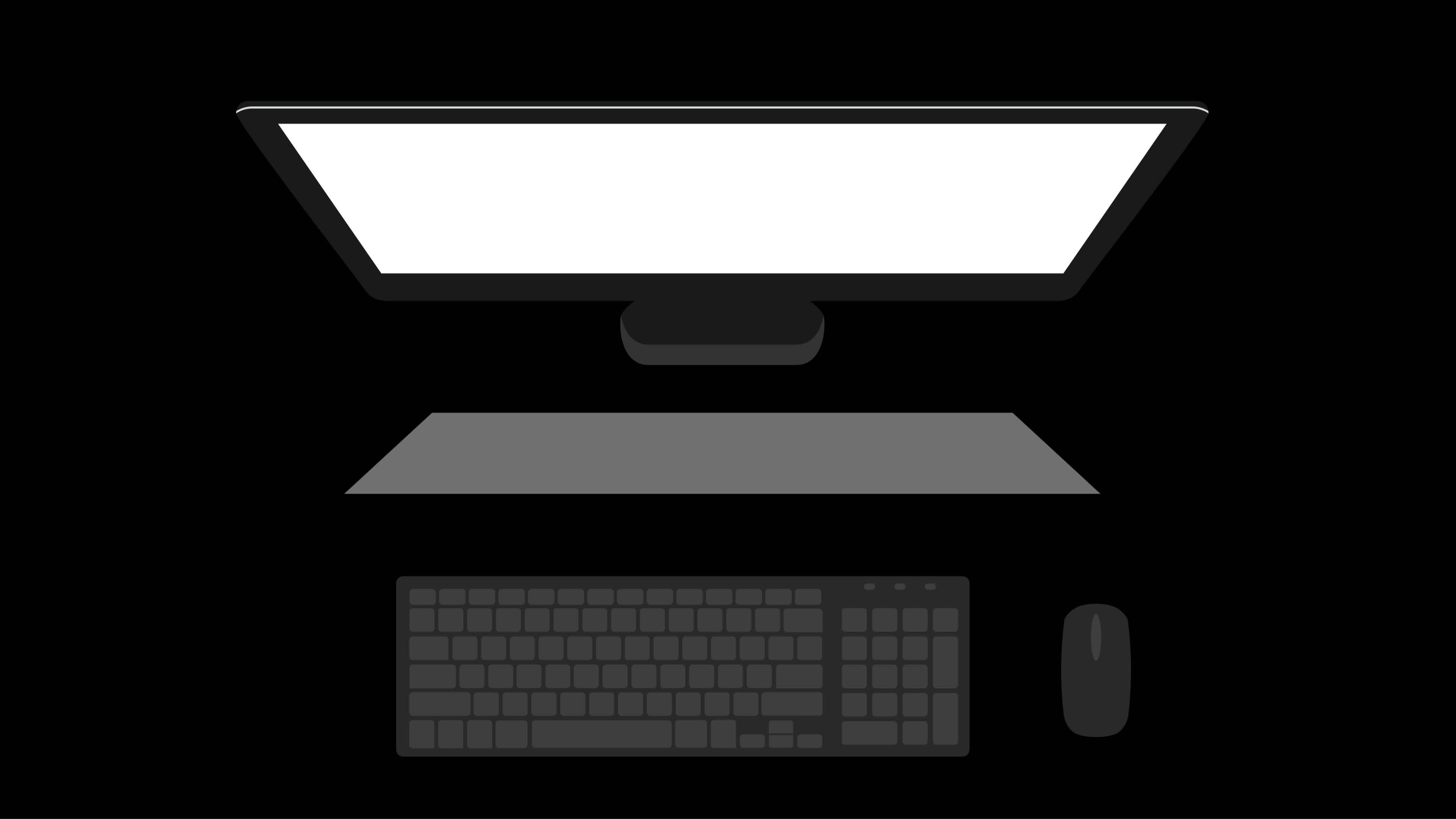 Animation of top view computer screen with lighting turn on and off ...