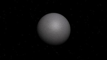 Animation of gray planet spinning around slowly. Rotating globe illustration