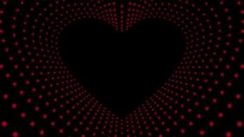 animação do túnel de coração de néon vermelho com magia de luz de ponto ao redor. elementos de design para o dia dos namorados.