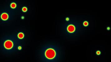 Animation of red bacteria are moving with green light on blue background video