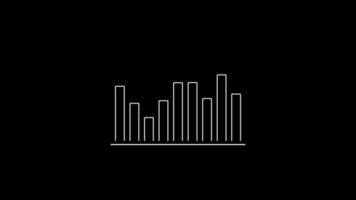 animação do gráfico de barras com contorno branco e flutuando para cima e para baixo no pano de fundo preto. video