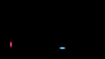 Animation of red blue ellipse shape with light effect running around screen frame on black background with copy space video