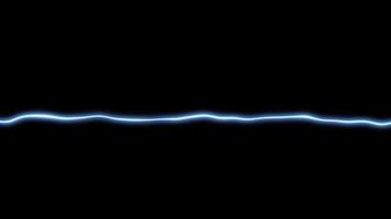 Animation of light blue line effect with sound waves oscillating on black background video