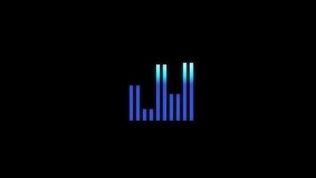 animação do equalizador de música com gráfico de barras azul sobre fundo preto