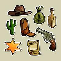 Cute Doodle Wild West Cowboy Sticker vector