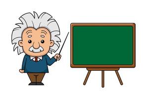 Albert Einstein Cartoon Character With Board vector