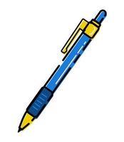 simple color illustration with pen shape on isolated background vector