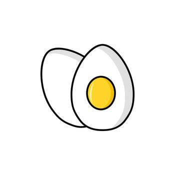 simple color illustration with boiled egg shape on isolated background vector