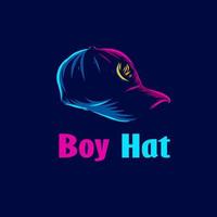 Hat cap line pop art potrait logo colorful design with dark background. Abstract vector illustration