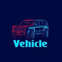 Vehicle Suv sporty car automotive line pop art potrait logo colorful design with dark background. Abstract vector illustration.