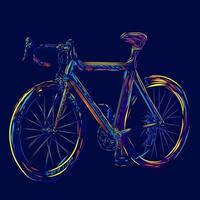 bicicleta línea pop arte potrait logo colorido diseño con fondo oscuro. fondo negro aislado para camiseta vector