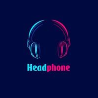 Headphone earphone headset for music line pop art potrait logo colorful design with dark background. Abstract vector illustration.