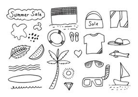 colección de venta de verano en estilo doodle, para pancartas y más. vector