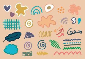 Set of hand drawn various shapes and doodle objects and decorative design elements.vector illustration. vector