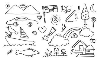 Hand drawn set doodle elements for concept design isolated on white background. vector illustration.