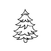 Fir tree black line icon. Pine sketch illustration vector