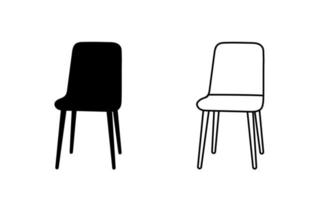 Soft office chair outline and silhouette icon vector