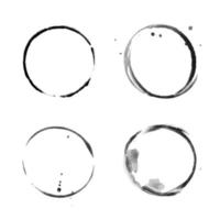 Coffee cup circle black vector stains. Round ring grunge stain