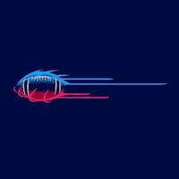 el logotipo de la línea de arte pop de la pelota de fútbol americano volador. diseño colorido con fondo oscuro. ilustración vectorial abstracta. fondo negro aislado para camiseta vector